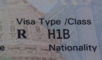 close-up of an H-1B visa 